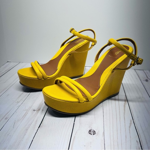 Fendi NEW WITHOUT BOX Yellow Wedge Sandals Size 36.5 - Picture 7 of 14
